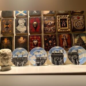 Fitz & Floyd Renaissance Vistas Set Of Four Fine Porcelain Salad Plates 8"‎